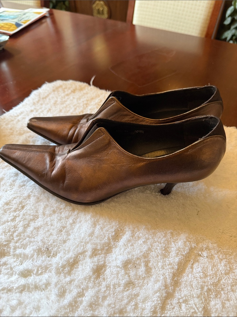 Donald J. Pliner Women's Brown Leather Heeled Ankle Boots - Picture 3 of 10